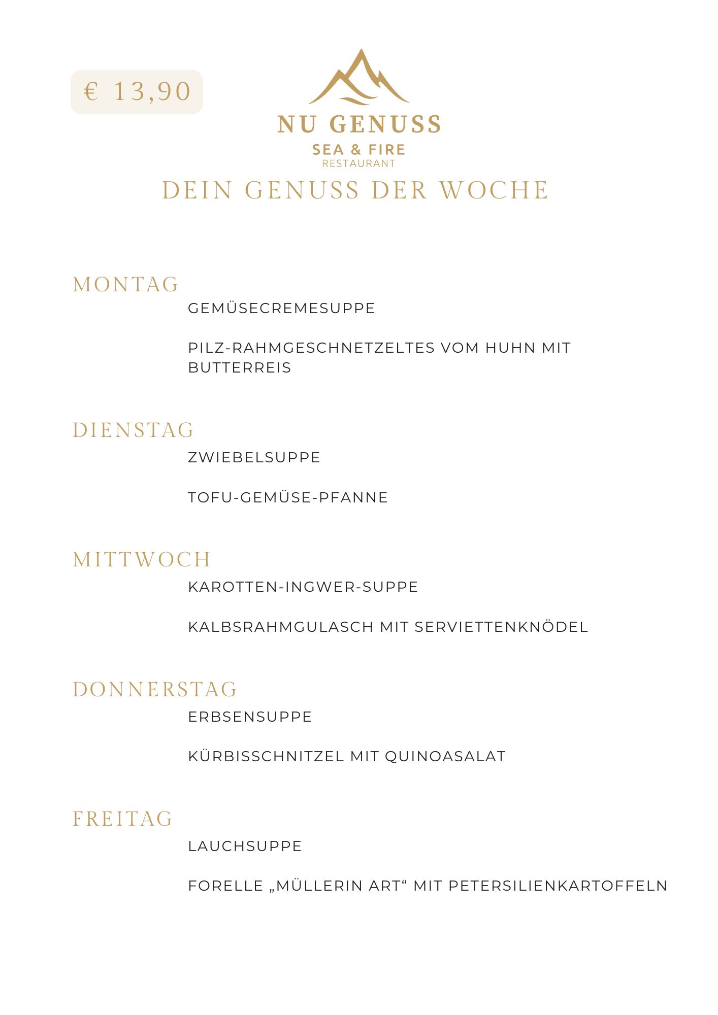 Genuss der Woche - Wochenmenü